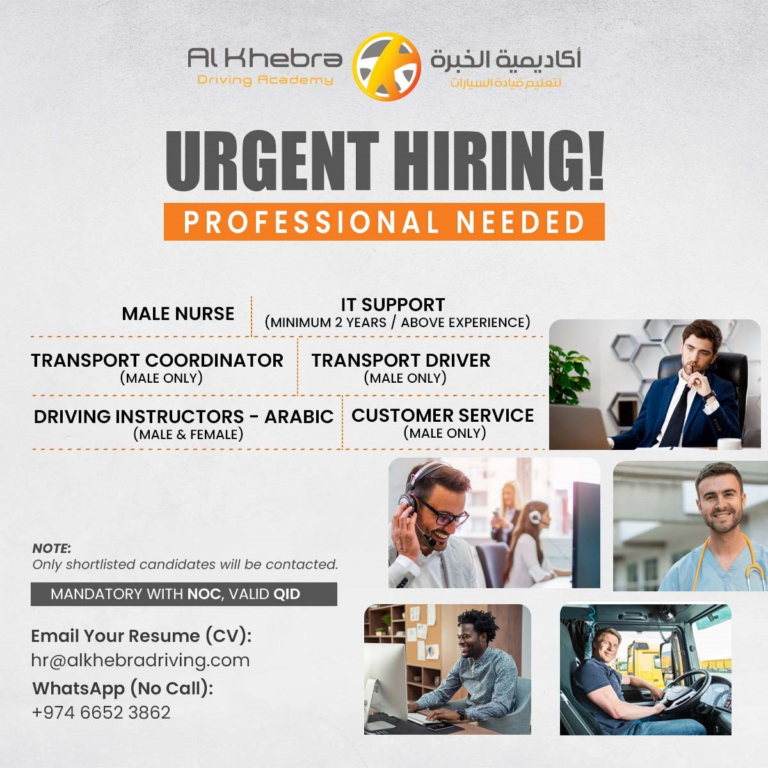 Various Job vacancies- Alkhebra Driving Academy