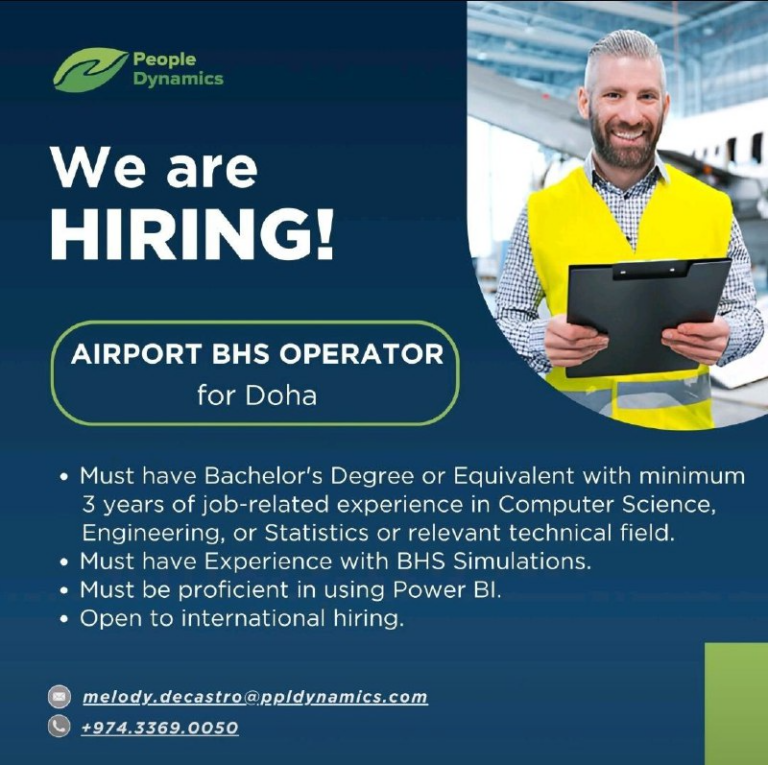 We Are Hiring: Airport BHS (Doha)