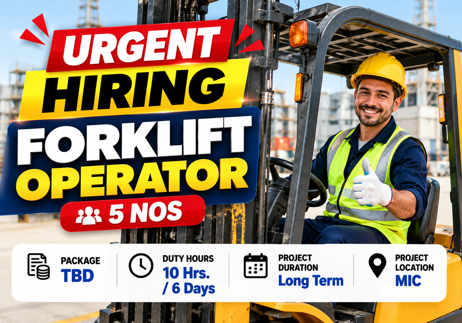 Urgent Hiring: Forklift Operator Jobs in Qatar – 5 Vacancies